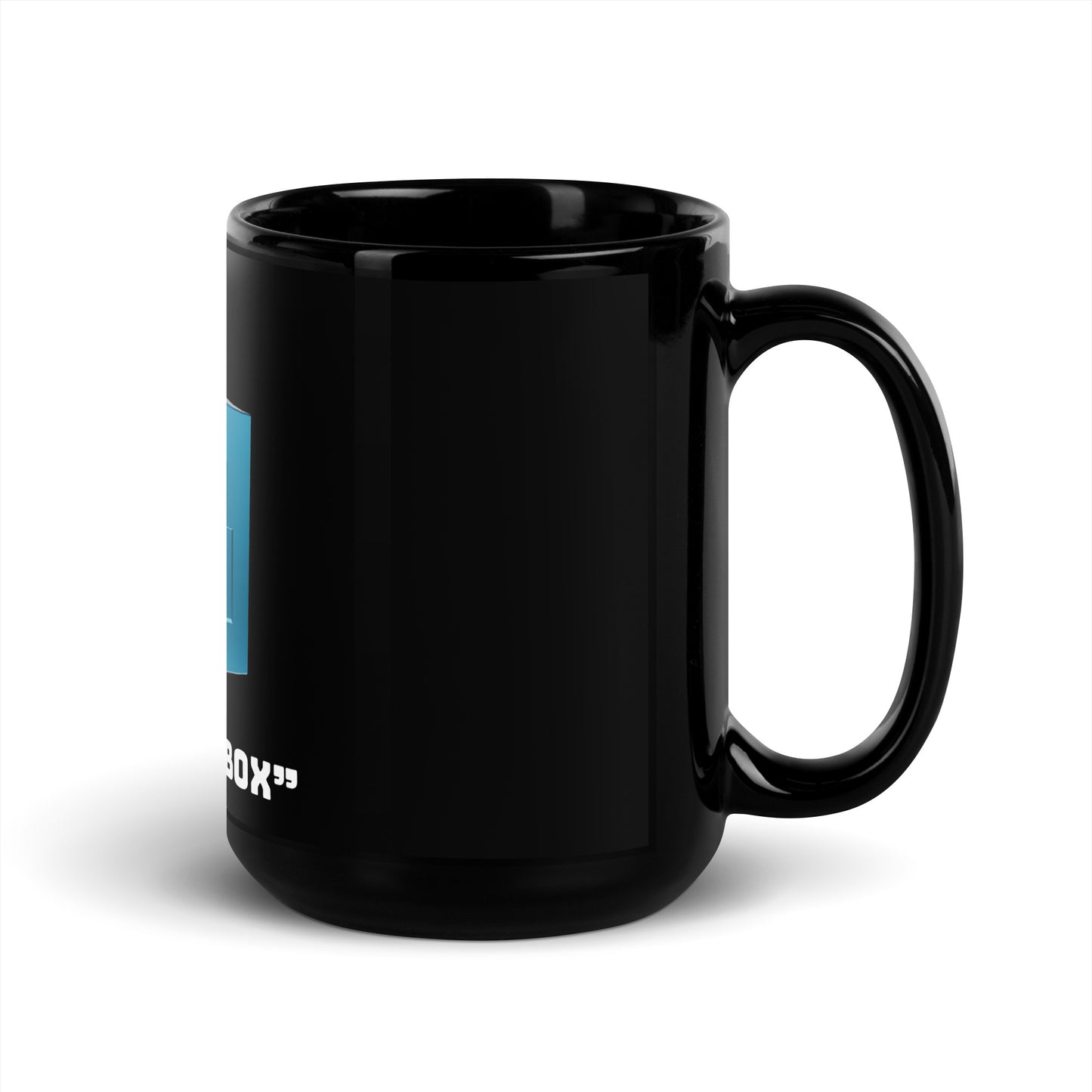 Blue Box Black Glossy Mug