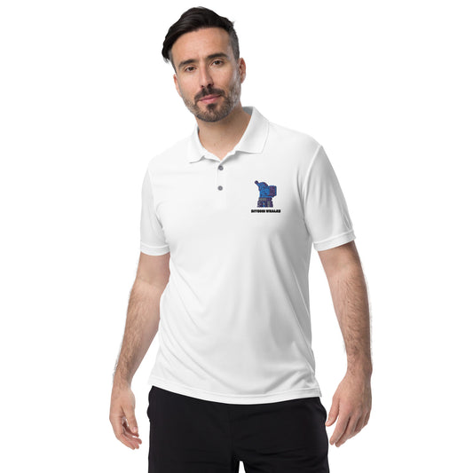 Blue Bitcoin Whale on polo shirt