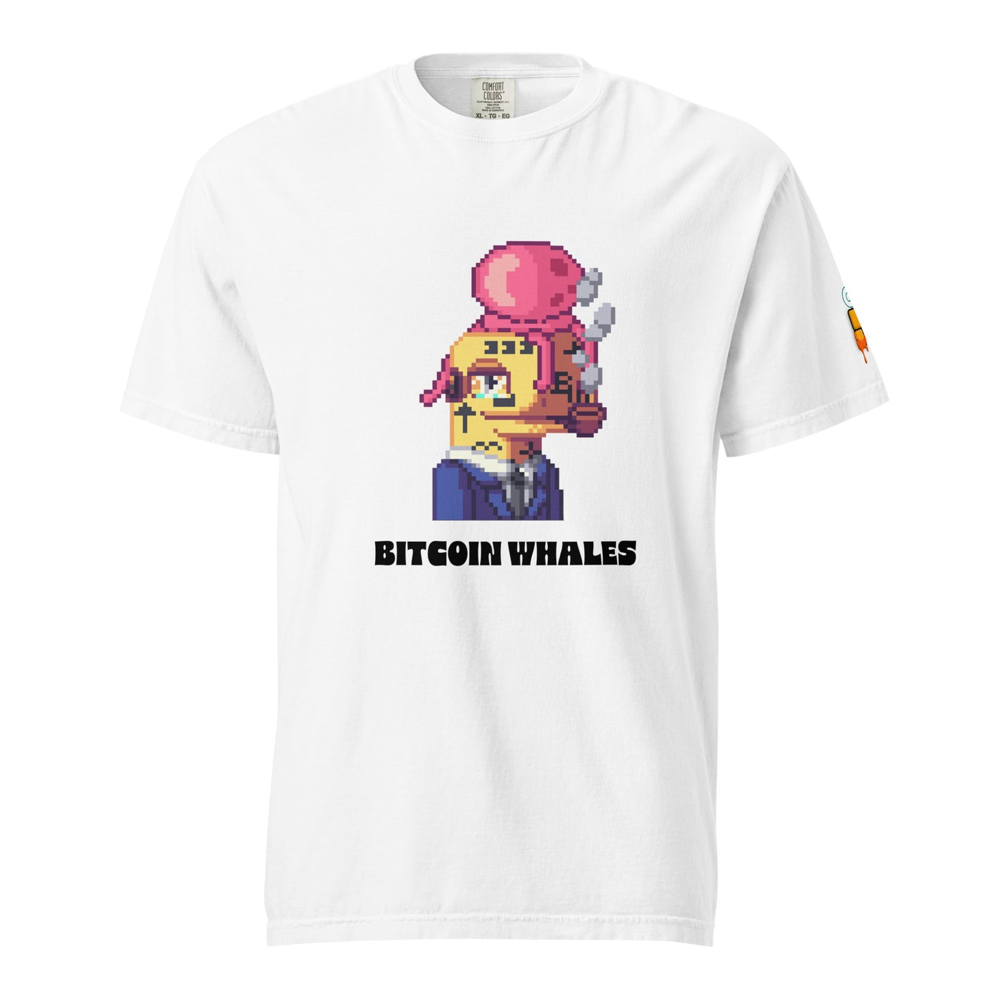 Yellow Bitcoin Whale on White T-shirt