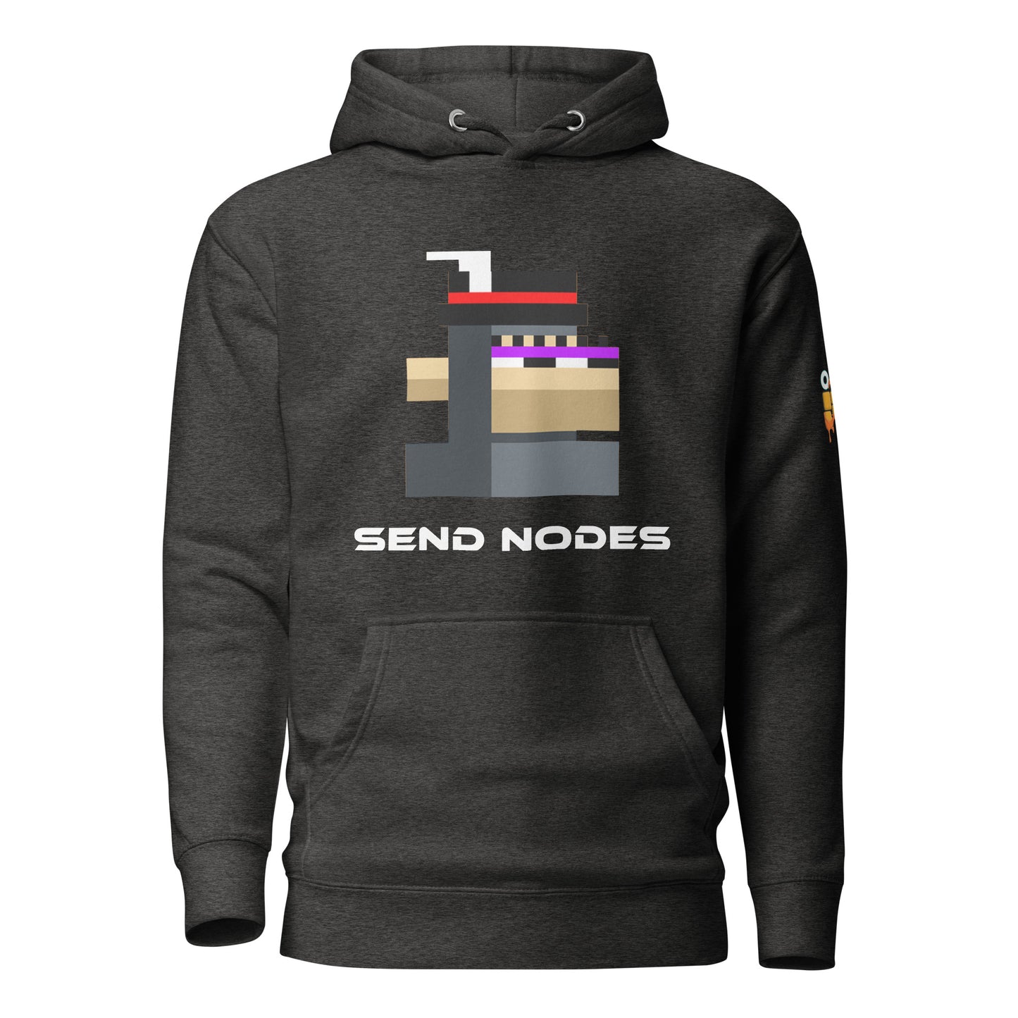 Grey Node Monke on Hoodie