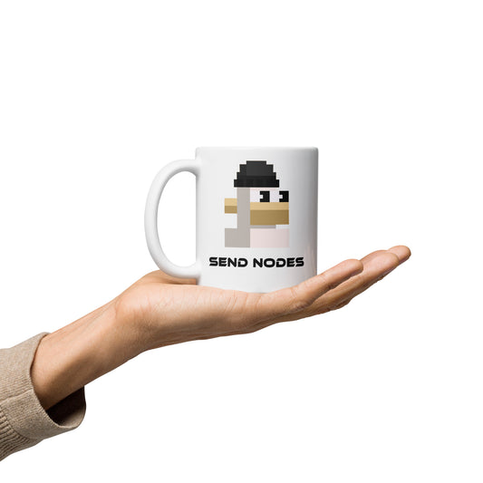 White Node Monke on white glossy mug